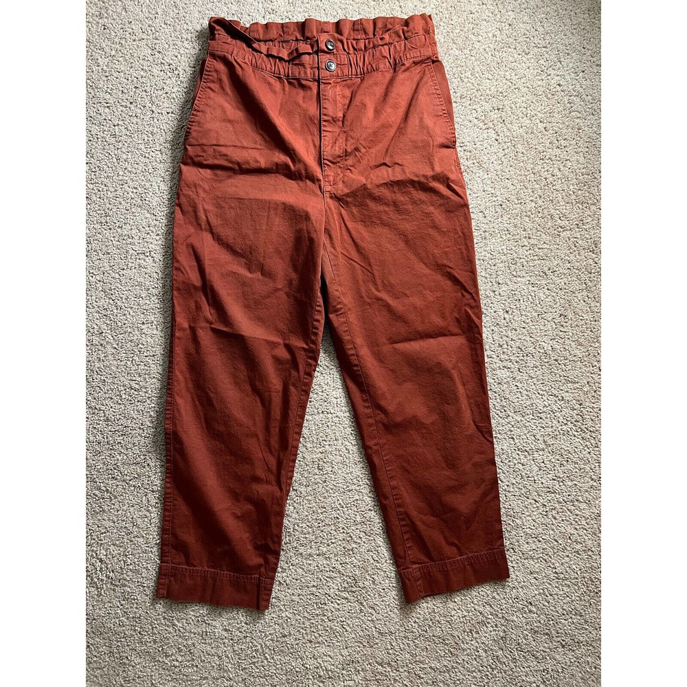 Madewell Women’s Paperbag Tapered Pants Sz 6 Rust Brown High Rise